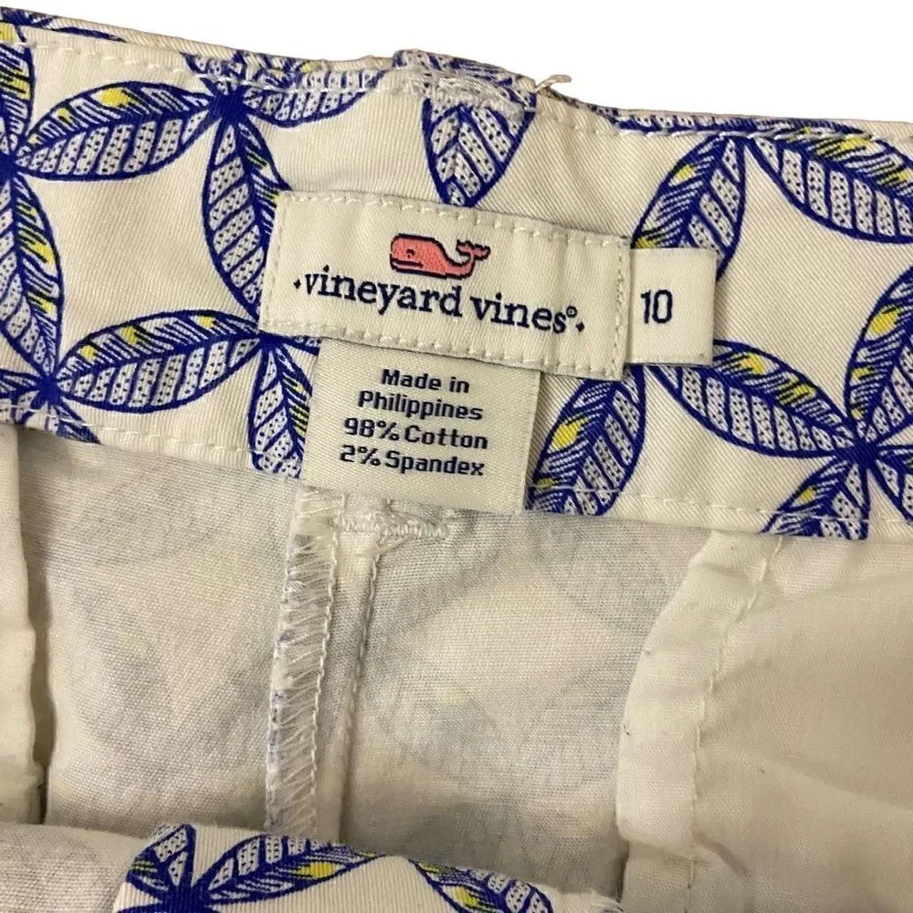 Vineyard Vines White Blue Floral Lattice Print Shorts Size 10